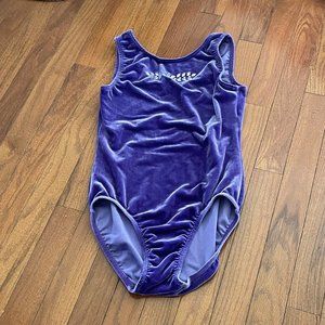 GK Elite Sportswear Purple Velour Gem Front Leotard Size Adult Large